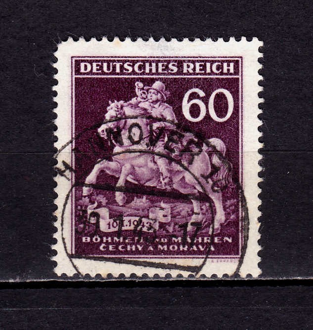 ✅ (S40) Germania Reich 1943 Boemia și Moravia- Ziua Marcii Postale,serie Mi.113 , stampilat
