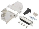 Conector D-Sub 25 pini mamă cu unghi 45&deg; și terminal cu șurub pe cablu