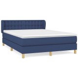 Cumpara ieftin Pat continental cu saltea, albastru, 140x200cm, material textil