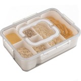 Cutie depozitare mancare pentru frigider cu capac etans si 6 compartimente detasabile, Pufo, 35 x 25 cm
