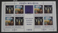 MOLDOVA 1993, Europa Cept, Arta, EMINESCU, serie neuzată, MNH