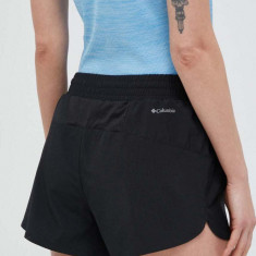 Columbia pantaloni scurți sport Columbia Hike femei, culoarea negru, uni, high waist 1991831