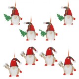 Set Ornamente Crăciun Lemn, Figurine Gnome, Căciulă Roșie Carouri, 8 Bucăți, Oem