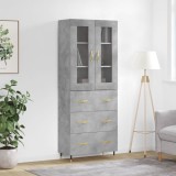 VidaXL Dulap &icirc;nalt, gri beton, 69,5x34x180, lemn compozit