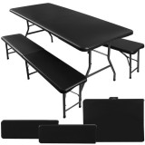 Set masa pliabila de gradina 180 cm cu 2 banci, negru