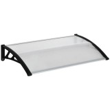 Copertina Policarbonat Aluminiu 110x60 cm Transparenta Marchiza Protectie UV Ploaie Usa Fereastra Balcon Negru