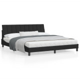 VidaXL Cadru de pat cu tăblie, negru, 180x200 cm, catifea