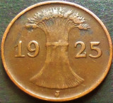 Cumpara ieftin Moneda istorica 1 REICHSPFENNIG - GERMANIA, anul 1925 *cod 3142 - litera J, Europa