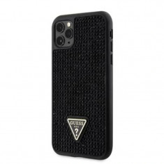 Husa Guess Rhinestones Triangle Metal Logo pentru iPhone 11 Pro Negru foto