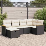 Cumpara ieftin Gossi set mobilier de gradina cu perne, 6 piese, negru, poliratan