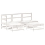 Set mobilier relaxare de gradina 5 piese alb lemn masiv de pin