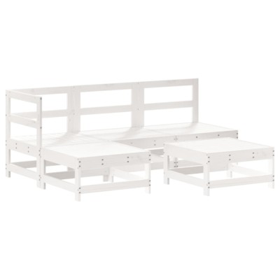 Set mobilier relaxare de gradina 5 piese alb lemn masiv de pin foto