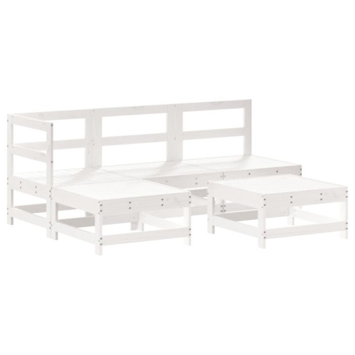 Set mobilier relaxare de gradina 5 piese alb lemn masiv de pin