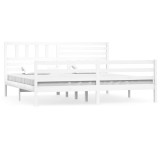 Cumpara ieftin Cadru de pat, alb, 200x200 cm, lemn masiv