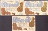 4164 - BULGARIA, Carti Postale EMBOSATE cu monede - 7 buc. diferite