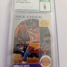 Cartonas de colectie 1990-91 HOOPS MAGIC JOHNSON #157 - gradat CSG 9 MINT