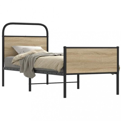 vidaXL Cadru de pat fără saltea 75x190 cm Lemn derivat stejar Sonoma 4100382 foto