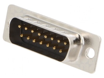 Conector D-Sub 15-Pin Tată pe Cablu Lipire 3A Aur foto
