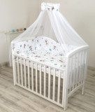 Set lenjerie din bumbac cu protectie laterala pentru pat bebe 120 x 60 cm Caprioara mica Amy