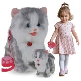 PISICĂ INTERACTIVĂ CU LESĂ, MIAU, SE PLIMBĂ ȘI SE JOACĂ CU COPIII, CA CADOU