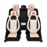 Set Huse Scaune Universale Racing, Bej cu Negru Personalizate cu Mitsubishi