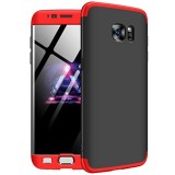 Husa Samsung Galaxy S7 Edge 360 Full Body 3in1, Protectie Completa, Negru/Rosu, Anti-soc, Anti-zgarieturi