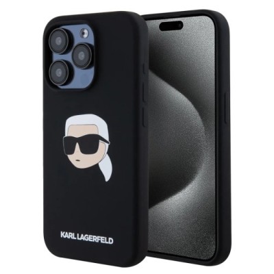 Husa pentru iPhone 15 Pro Max - Karl Lagerfeld Silicone MagSafe (KLHMP15XSKHPPLK) - Karl`s Head foto
