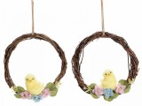 Cumpara ieftin Set 2 coronite decorate cu Puisori si flori 18 cm