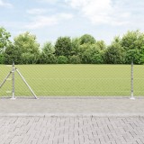 VidaXL Gard din lanțuri cu 13 st&acirc;lpi flansați 0.4 x 25 m Oțel galvanizat