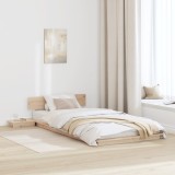 vidaXL Cadru de pat platformă cu mese laterale 90x200 cm din lemn masiv