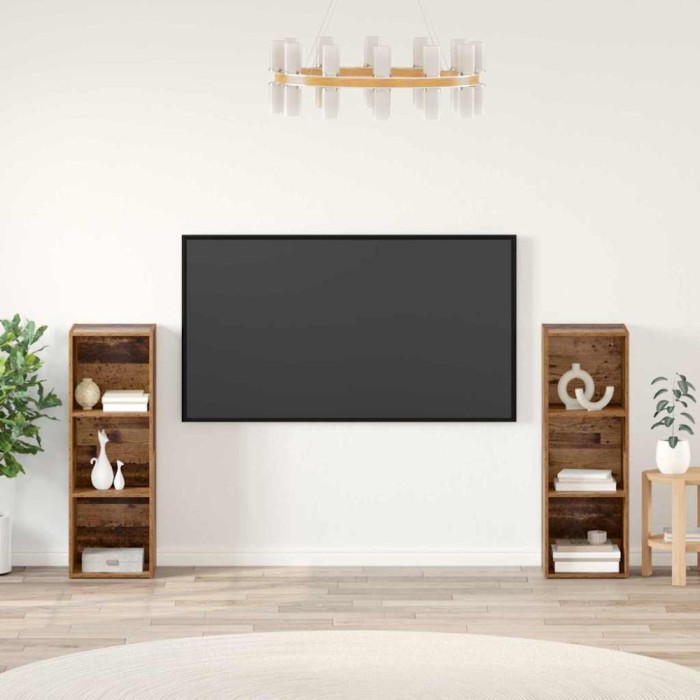 vidaXL Set comodă TV 2 pcs Lemn vechi 107 x 35 x 37 cm Lemn compozit