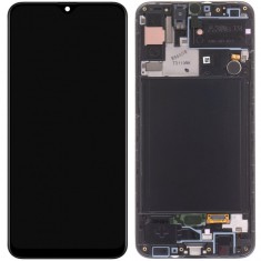 Display cu Touchscreen Samsung Galaxy A30s A307, cu Rama, Negru, Service Pack GH82-21190A foto