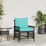 vidaXL Scaun de grădină cu perne Negre 60x70x78 cm din ratan