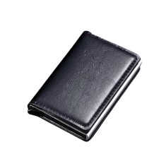 Portofel, Antifrauda, Compact, Negru, Piele ecologica, Potrivit pentru 6-7 carduri bancare, Design slim, compact, usor de transportat