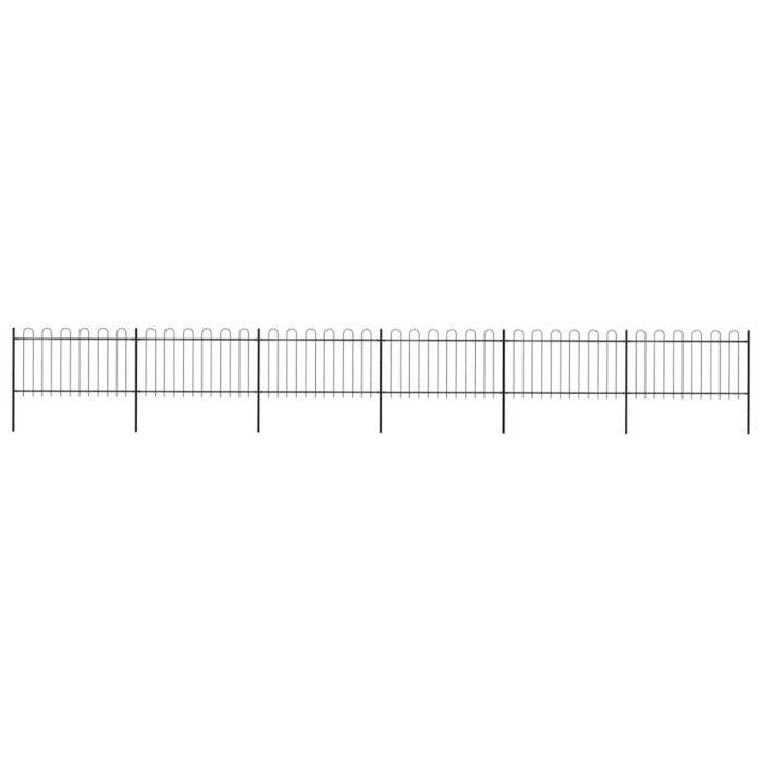 vidaXL Gard de grădină cu v&acirc;rf curbat, negru, 10,2 x 1 m, oțel