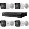Kit supraveghere Hikvision HiLook 4 camere IP 4MP PoE IR 30m IP67 si NVR 4 canale 6MP PoE 36W 1 port SATA SafetyGuard Surveillance