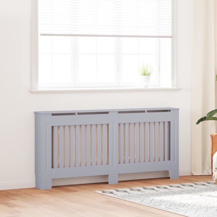 vidaXL Capac radiator 2 pcs Gri 112x19x81.5cm Lemnstratificat 3403234