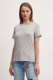 Desigual tricou din bumbac BRANDY femei, culoarea gri, 24WWTK24