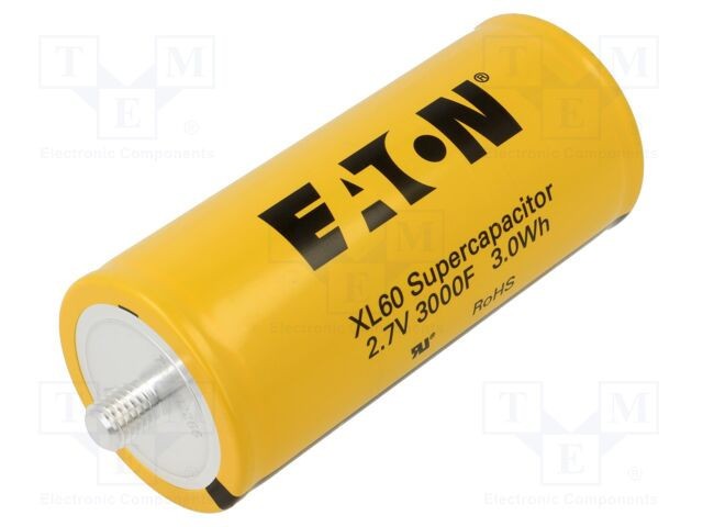 Supercondensator EATON 3kF 2,7VDC &Oslash;60,7x138mm 230m&Omega;