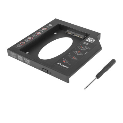 Adaptor HDD SSD 2.5 SATA III, pentru inlocuire unitate optica 12.7 mm, Lanberg 41553, cu accesorii foto