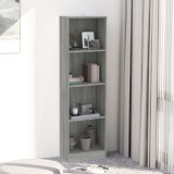 vidaXL Bibliotecă cu 4 niveluri gri sonoma 40x24x143 cm lemn compozit