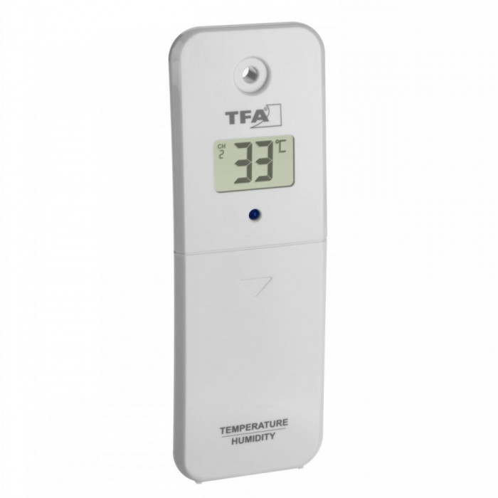 Transmitator wireless digital pentru temperatura si umiditate, afisaj LCD, alb,