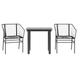 Cumpara ieftin Set de sufragerie de gradina 3 piese sticla neagra poli ratan