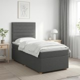 Cumpara ieftin Pat boxspring cu saltea Gri inchis 80 x 200 cm Tesatura