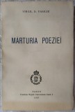 VIRGIL D. VASILIU: MARTURIA POEZIEI (VERSURI DIN INCHISORI) [CAROL I/PARIS/1957]