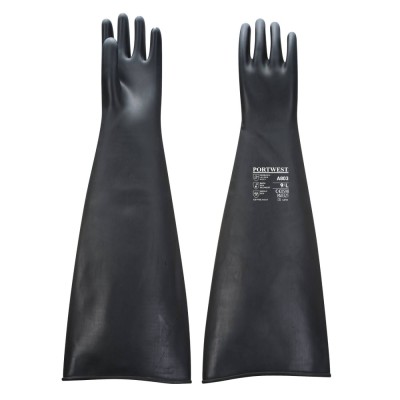 Manusi protectie chimica latex si cauciuc negru 60cm Portwest Marime 10 foto