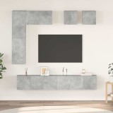 vidaXL Set de dulapuri TV, 8 piese, gri beton, lemn prelucrat 3079124