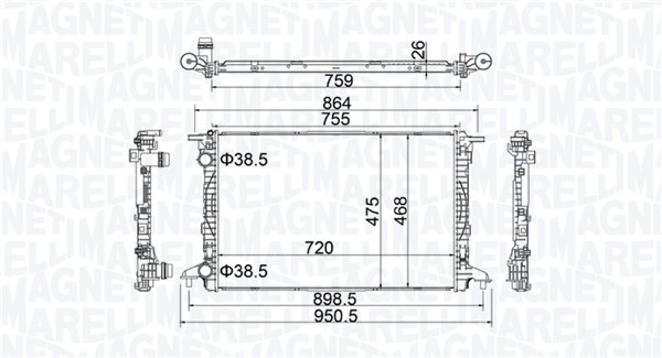 MAGNETI MARELLI 350213208900 Radiator, racire motor