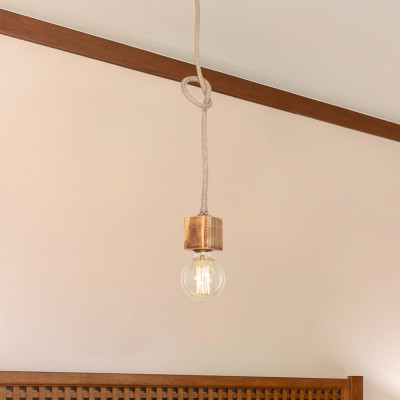Lampa suspendata Corby 95 cm 1 x E27 max 20W metal lemn funie iuta [lux.pro] HausGarden Leisure foto