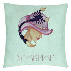 Perna Decorativa, Model Zodia Scorpion, 40x40 cm, Verde Menta, Husa Detasabila, Burduf foto